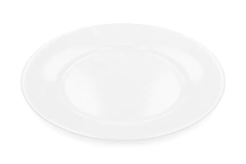 White round empty plate side view isolated on white background Stock Illustration