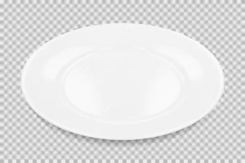 White round empty plate side view with transparent shadow Stock Illustration