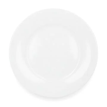 White round empty plate top view isolated on white background Stock Illustration