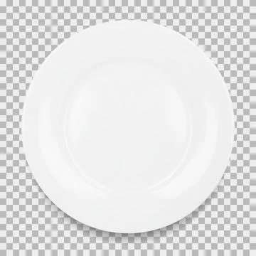 White round empty plate top view with transparent shadow Stock Illustration