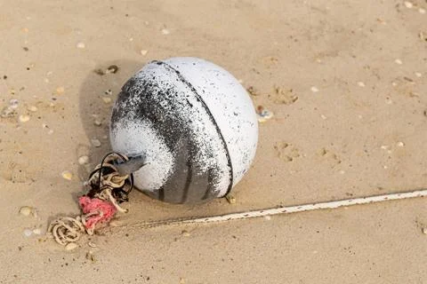 White round foam buoy easy way of targeting the sea against a background Stock Photos