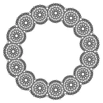 White round frame with lace ornament on white background. Art deco. Luxury イラスト素材