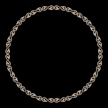 White round frame. Traditional round Turkic ornament. Oriental white round patte Illustrazione stock