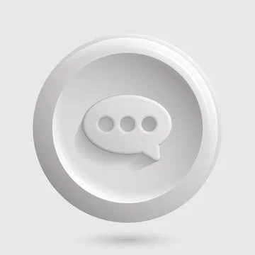 White Round Message Icon. Isolated 3D Texting Button Stock Illustration
