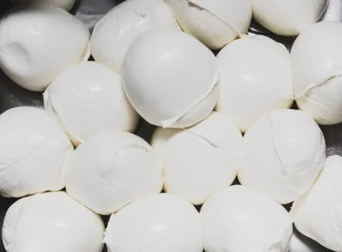 White round mozzarella cheese pattern background Stock Photos