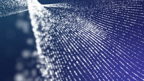 White round particles chaotically fly on a blue background. 3D rendering 스톡 동영상 95126069