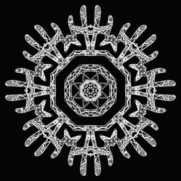 White round pattern design on black Stock Illustration