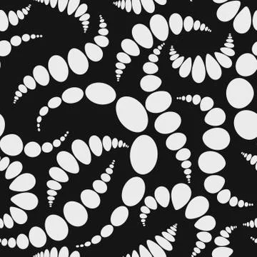 White round peas of different sizes on black background. Vector Stock Illustration