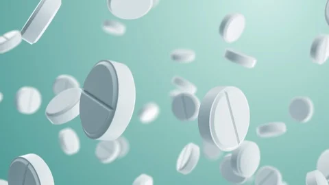 White Round Pills Falling Seamless. Looped 3d Animation of Drugs Fall on Light Stock Footage 120513925