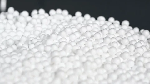 White round polystyrene packaging material in pan shot Stock Footage 119768060