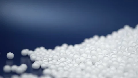 White round polystyrene packaging material in pan shot Stock Footage 119768080