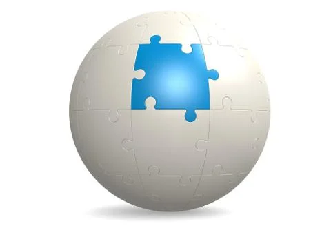White round puzzle with blue Illustrazione stock