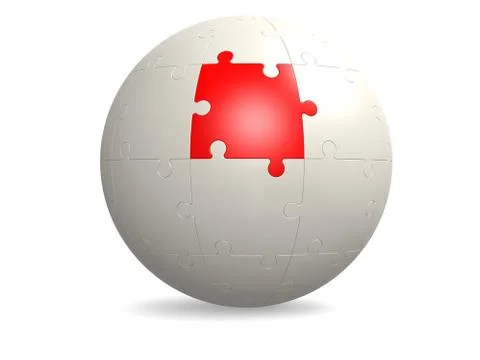White round puzzle with red Stockillustratie