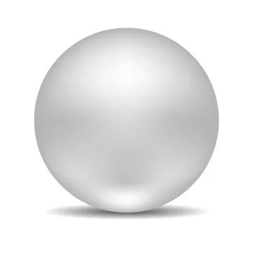 White Round Sphere or Ball. Realistic Pearl or Metall Ball. Vector illustration. Stock Illustration