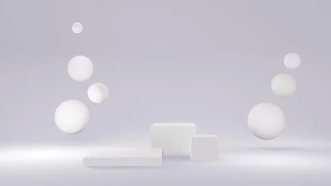 White round stage, pedestal or podium, and bubbles or spheres. Pink pastel Stock Footage 260334651