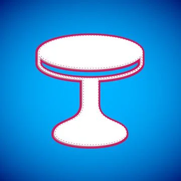 White Round table icon isolated on blue background. Vector Illustrazione stock