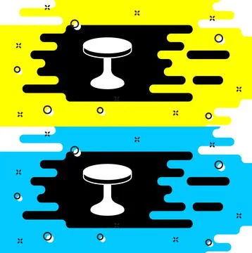 White Round table icon isolated on black background. Vector Illustrazione stock