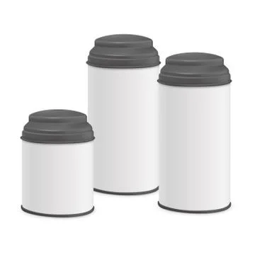 White round tin packaging set Stock Illustration
