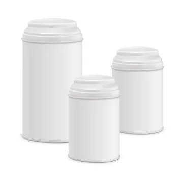 White round tin packaging set Stock Illustration