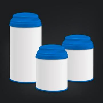 White round tin packaging set Stock Illustration
