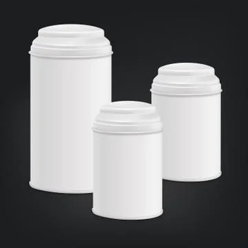 White round tin packaging set Stock Illustration