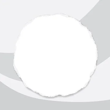 White round torn paper with soft shadow for text or ad. is on curved grey Stock Illustration