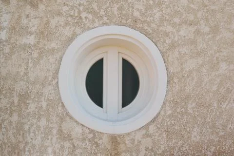 White round window close up. Deadpan photography. Stock Photos