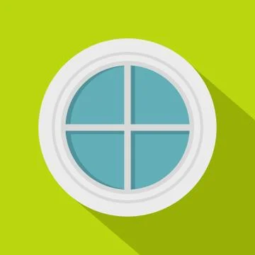 White round window icon, flat style Ilustración de archivo