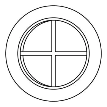 White round window icon outline Stock Illustration