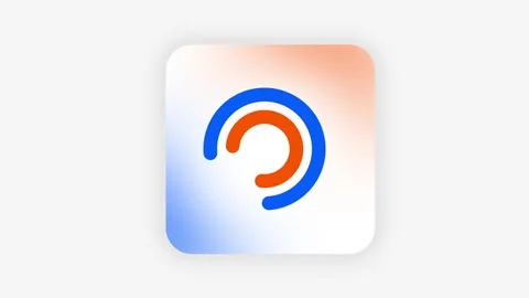White Rounded App Icon with Blue Orange Circular Logo Stock Footage 335592005
