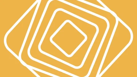 White rounded diamond outlines expand and rotate on a yellow background. Stock Footage 320098616