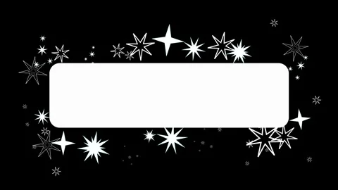 White roundness rectangle with diferent christmas stars around. Black backgr Stock Footage 250099317