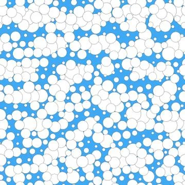 White rounds clouds on skyblue background, vector seamless pattern texture イラスト素材