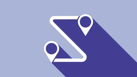 White Route location icon isolated on purple background. Map pointer sign Video stock 148296780