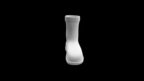 White Rubber Boot Isolated on Black Background Minimalist Design Stock-Footage 341921432