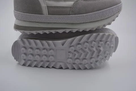 A white rubber sole with an interesting pattern from the new white boot. 스톡 사진