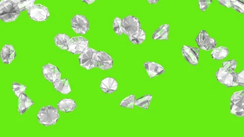 White rubies fall on a green background. 3D animation. Stock Footage 267582969