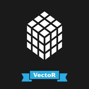 White Rubik cube icon isolated on black background. Mechanical puzzle toy. Rubik 库存插图