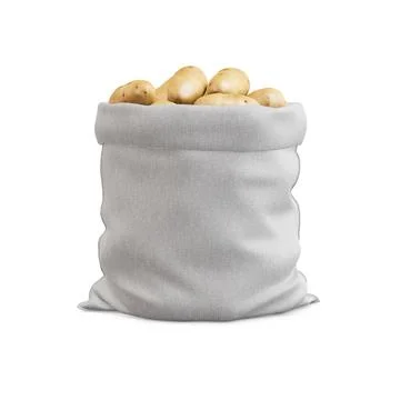 A white Sack with Potatoes image isolated on a white background Stock Illustration