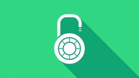 White Safe combination lock wheel icon isolated on green background. Combination Video stock 146948935