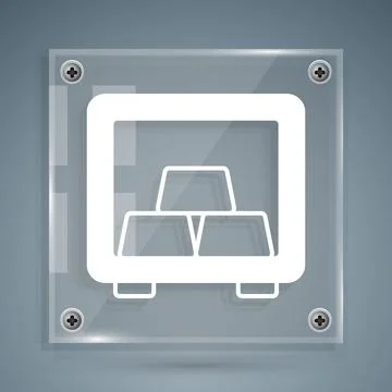 White Safe with gold bars icon isolated on grey background. Precious metals on Stock Illustration