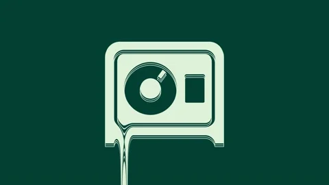 White Safe icon isolated on green background. The door safe a bank vault with a Vídeos de archivo 235982704