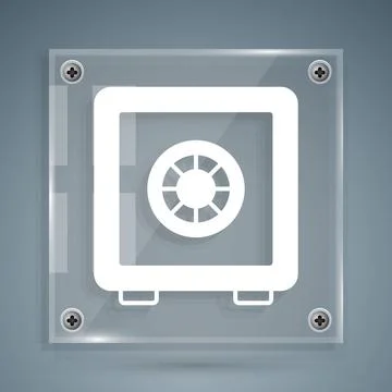 White Safe icon isolated on grey background. The door safe a bank vault with a Stock-Illustration