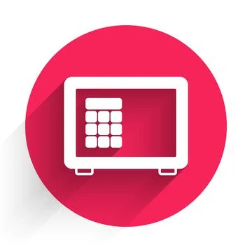 White Safe icon isolated with long shadow background. The door safe a bank vault イラスト素材