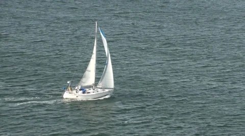 White Sail Boat Stock Footage 43162367