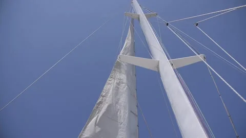 White sail develops in the wind 스톡 동영상 159411792