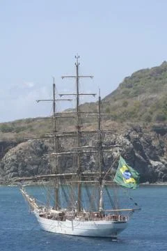 White Sail Ship Stock Photos