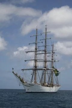 White Sail Ship Stock Photos