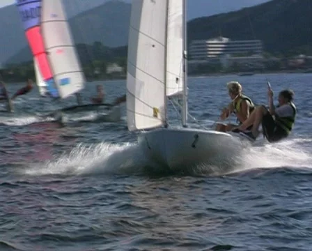White sailing dinghy Video stock 150397