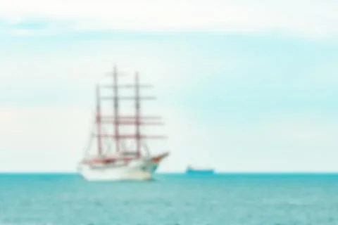 White sailing ship - blurred image 库存照片
